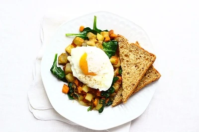 Vegetable Hash With Poached Eggs