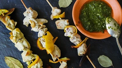 Lemon Chicken Kebab With Parsley