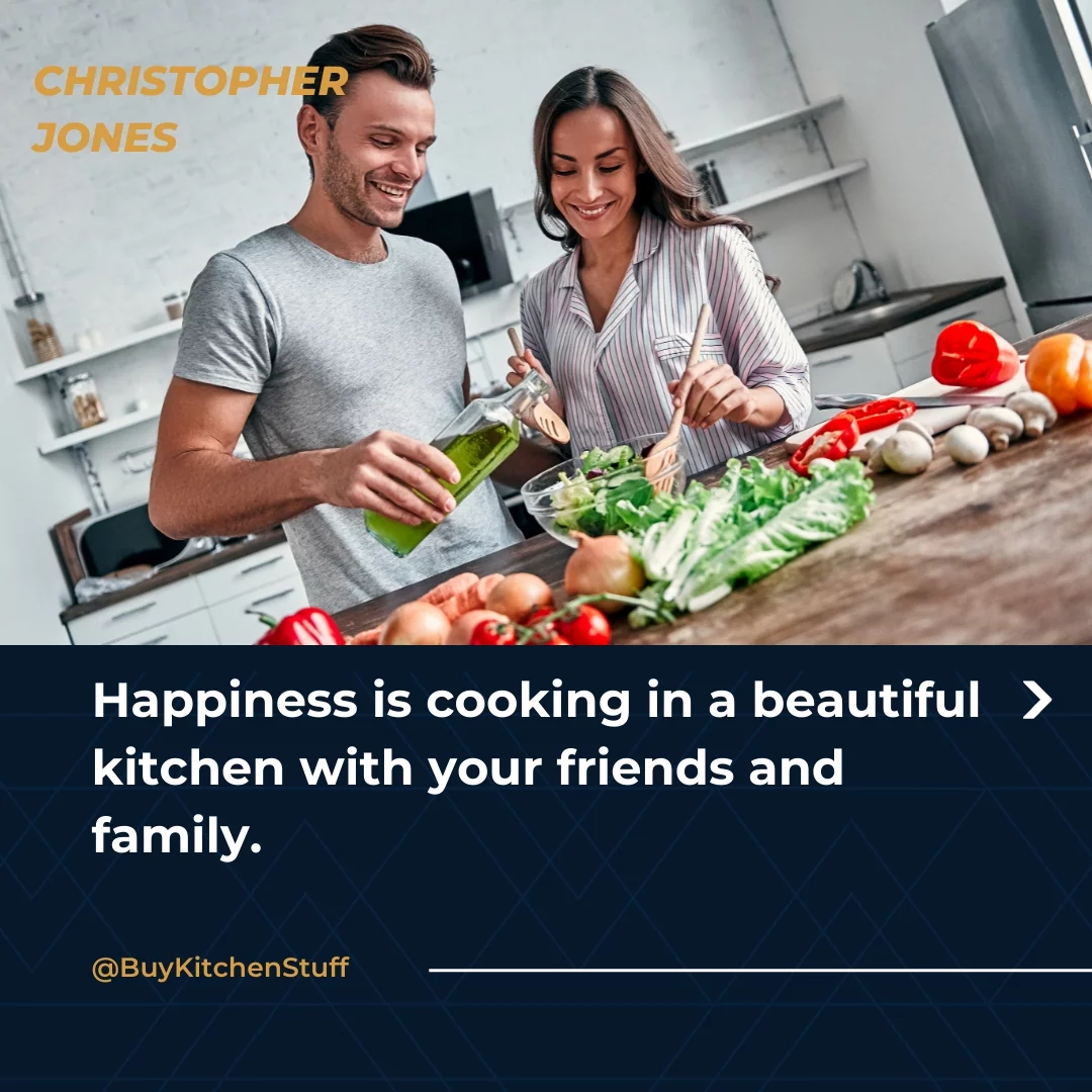 Happiness is cooking in a beautiful kitchen with your friends and family.